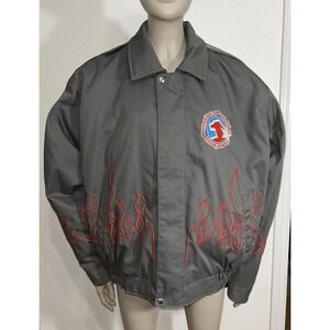 Vintage Matco Tools Gray Racing Jacket Embroidered Red Flames 30th Ann Logo Sz L